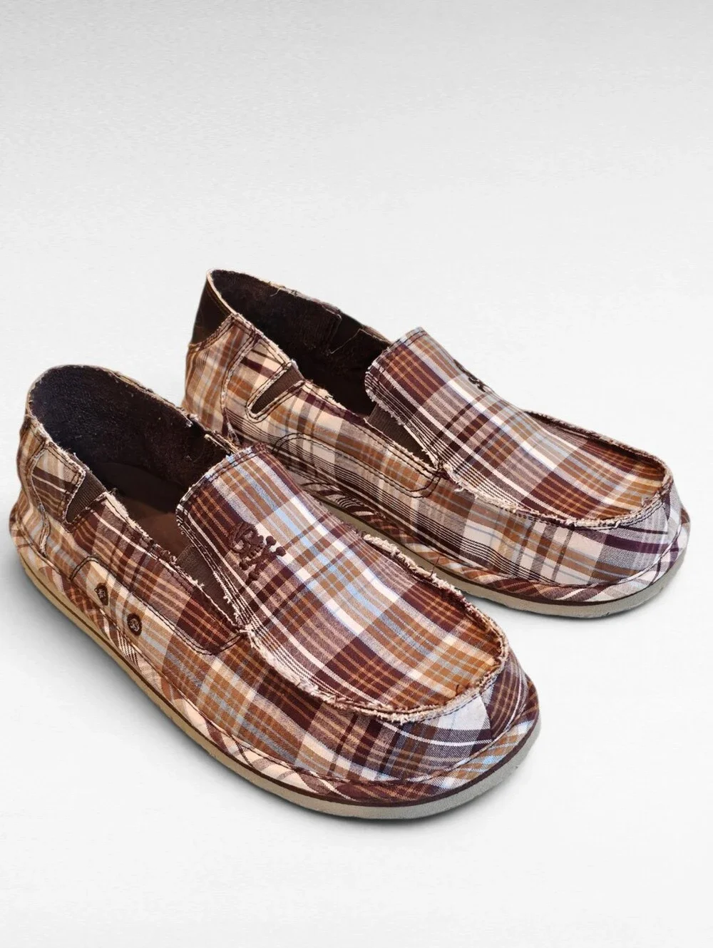 The Children's Place Brown and Beige Plaid Slip On Shoes Size 5